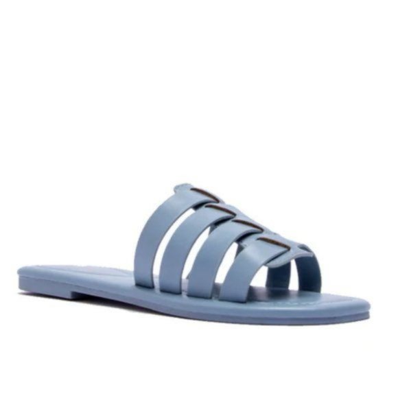 !! NEW !! Soft Vegan Leather Caged Slide Sandals in Blue - Picture 5 of 8